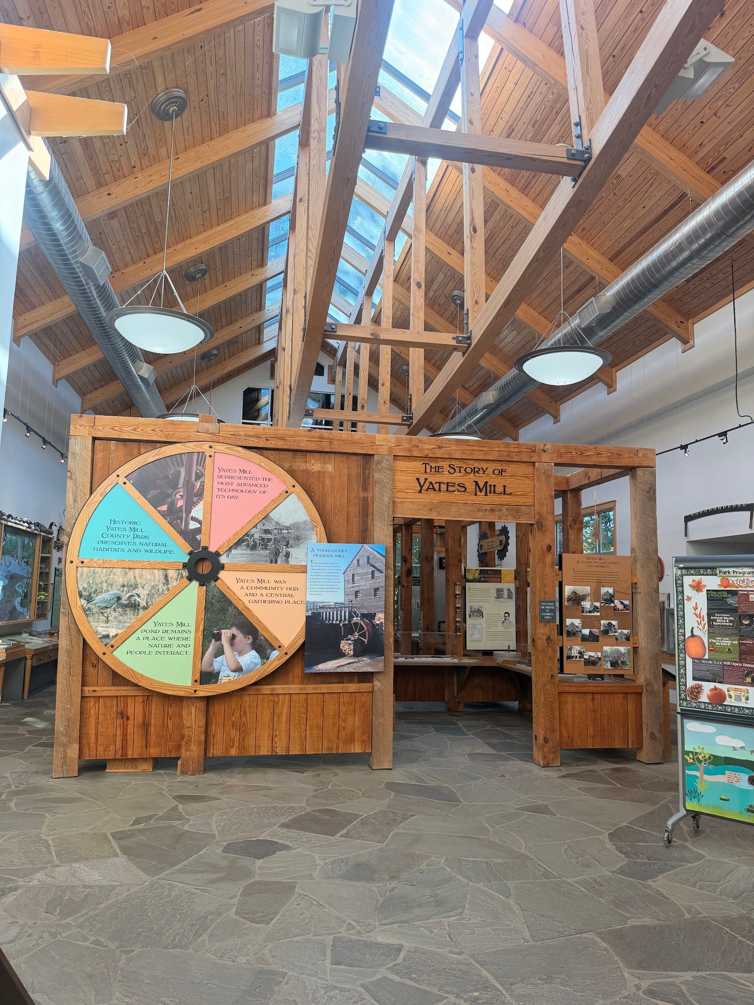 The Story of Yates Mill exhibit inside the visitor center