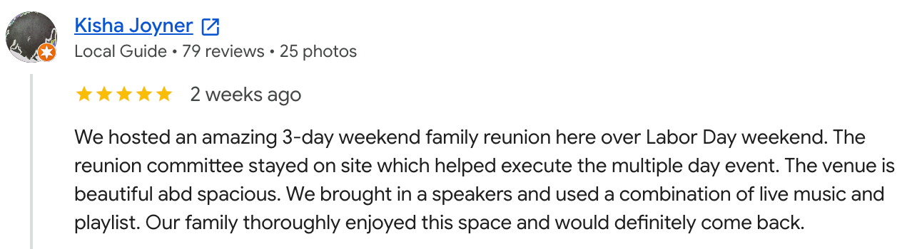 Five-star Google review from Kisha Joyner