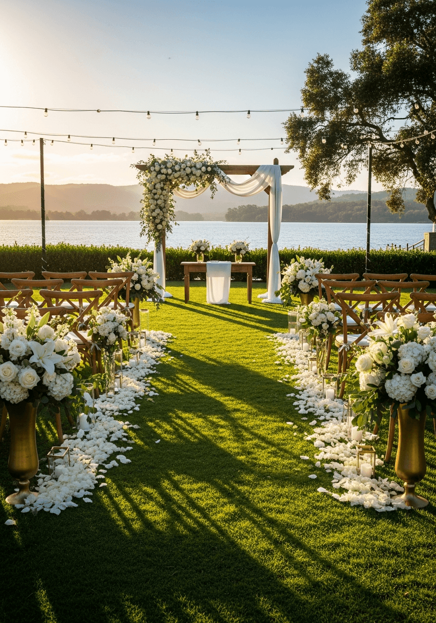 Outdoor ceremony setup at Scarborough House wedding estate near Raleigh NC