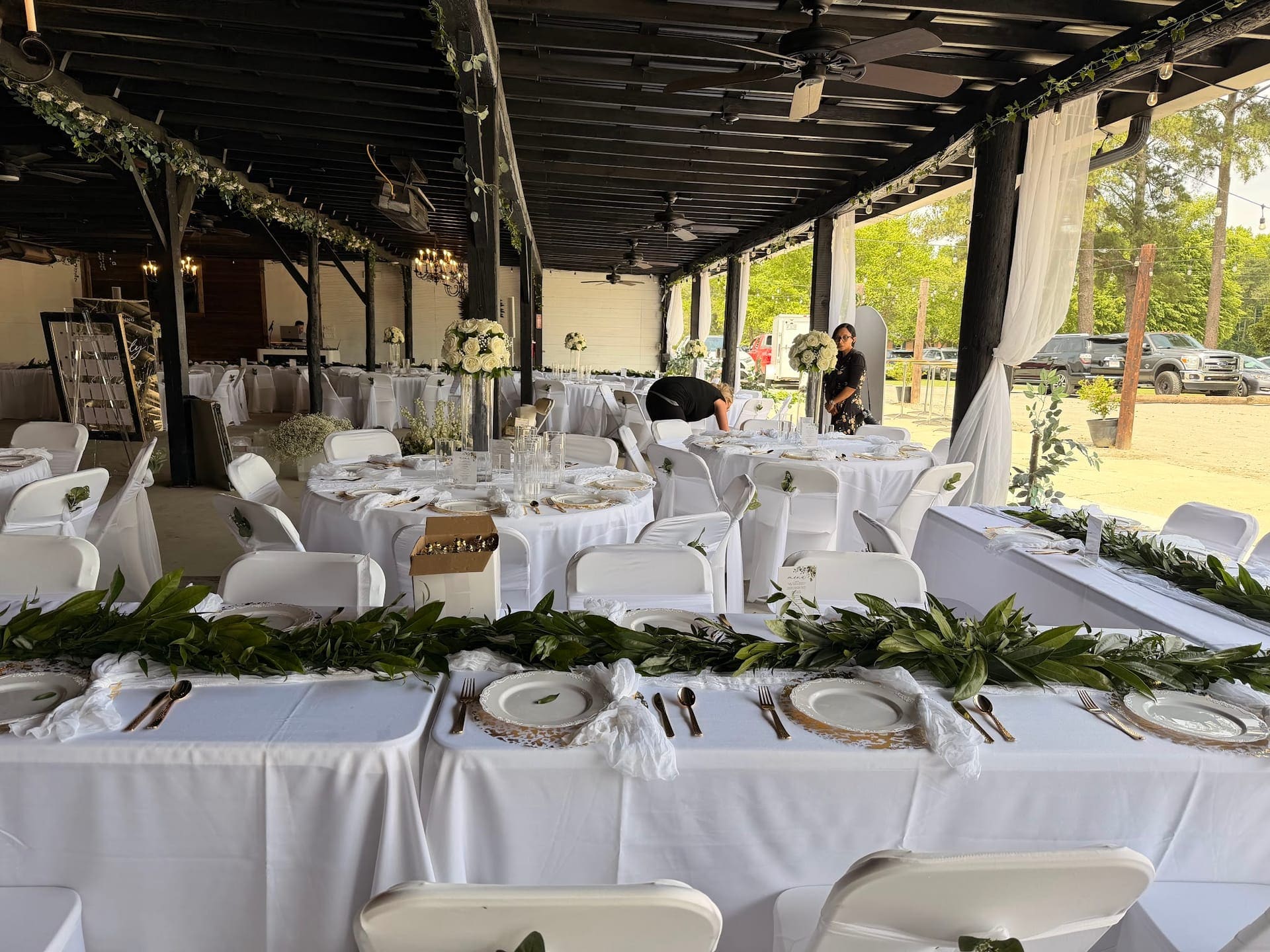 Long reception table under the pavilion at Scarborough House