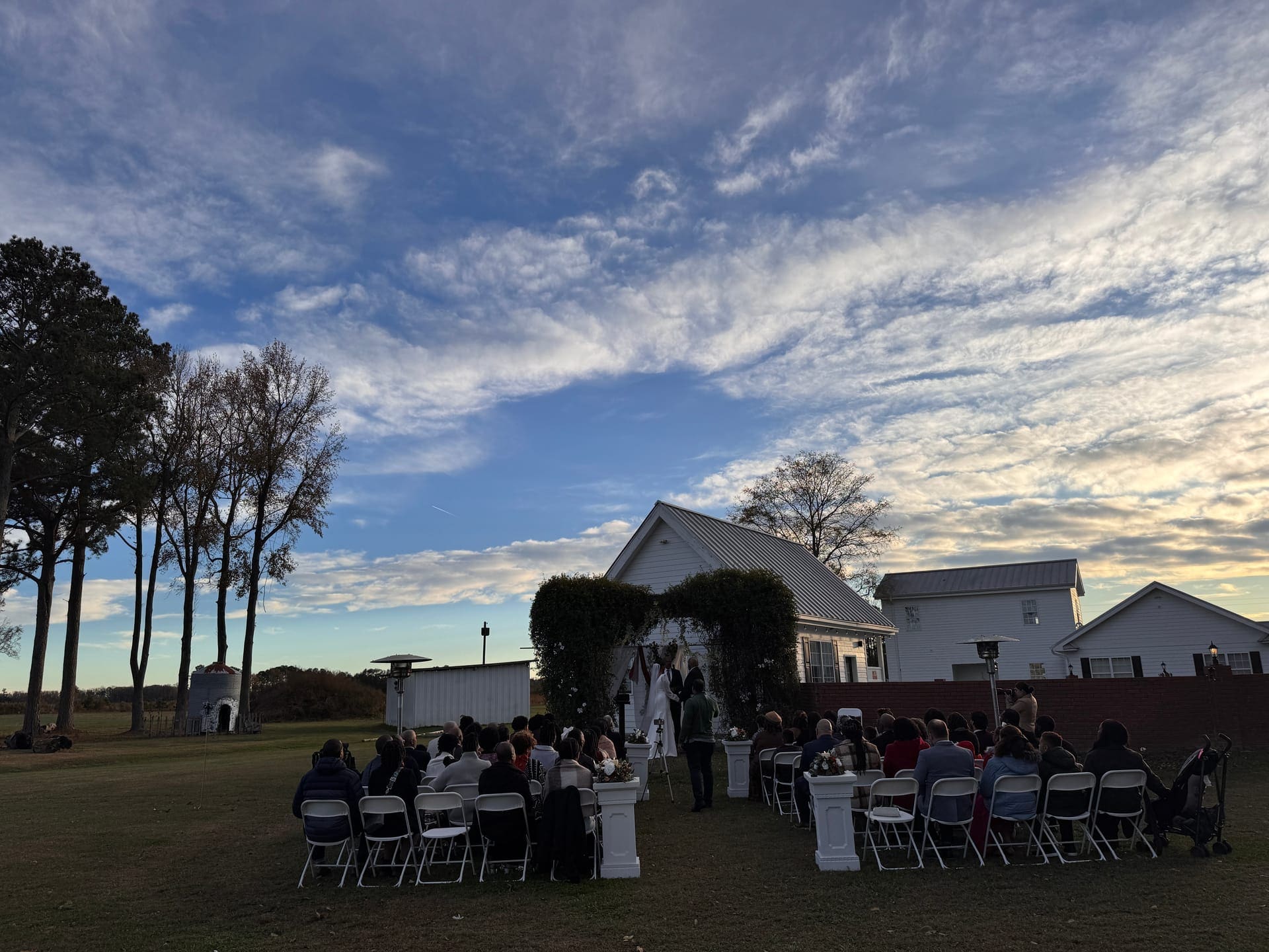 Sunset clouds over the barn at Scarborough House